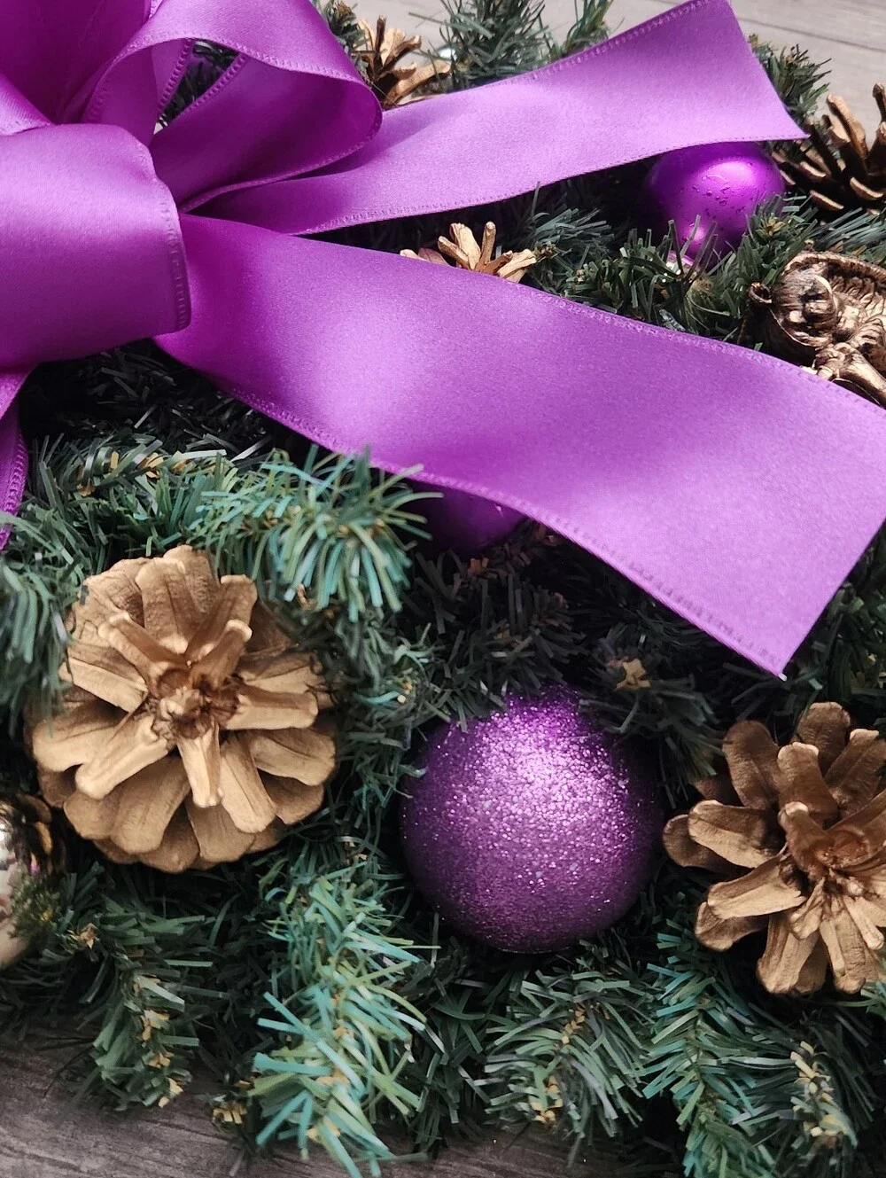 Handmade Purple & Gold Angel Christmas Swag